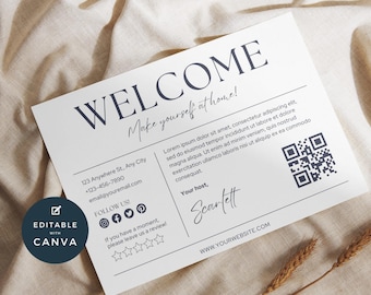Airbnb Welcome Card with Canva, VRBO Host Hello, Editable Rental Template, Visitor Greeting, Customize Guest Thanks, Vacation Home, AB02
