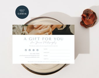 Gift Certificate Template, Editable Wedding Photography Gift Certificate, Canva, Photographer Gift Voucher, Photography Gift Card, Gray