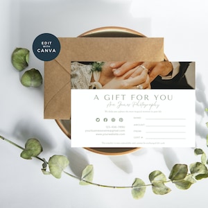 Gift Certificate Template, Editable Wedding Photography Gift Certificate, Canva, Photographer Gift Voucher, Photography Gift Card, Green