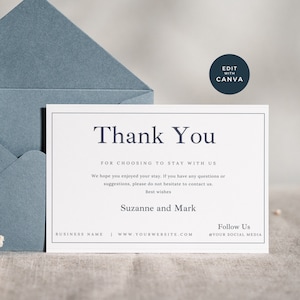 Airbnb Thank You Card Canva, VRBO Host Thanks, Editable Rental Template, Visitor Greeting Card, Customize Guest Welcome, Vacation Home, AB02