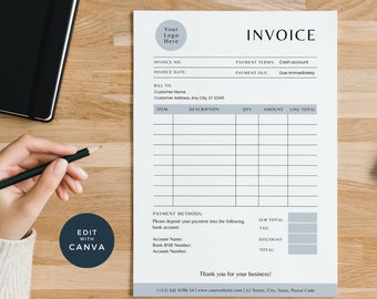 Editable Invoice Template: Modern Small Business Form (Digital Download)