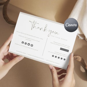 Small Business Thank You Card Template, Editable Thanks For Your Purchase Card, Printable Package Insert, Appreciation Notes, Blush Note