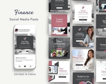 Accounting and Bookkeeping Social Media Templates for Small Business, Financial Advisor and Wealth Coaching Instagram Content, Tax Return