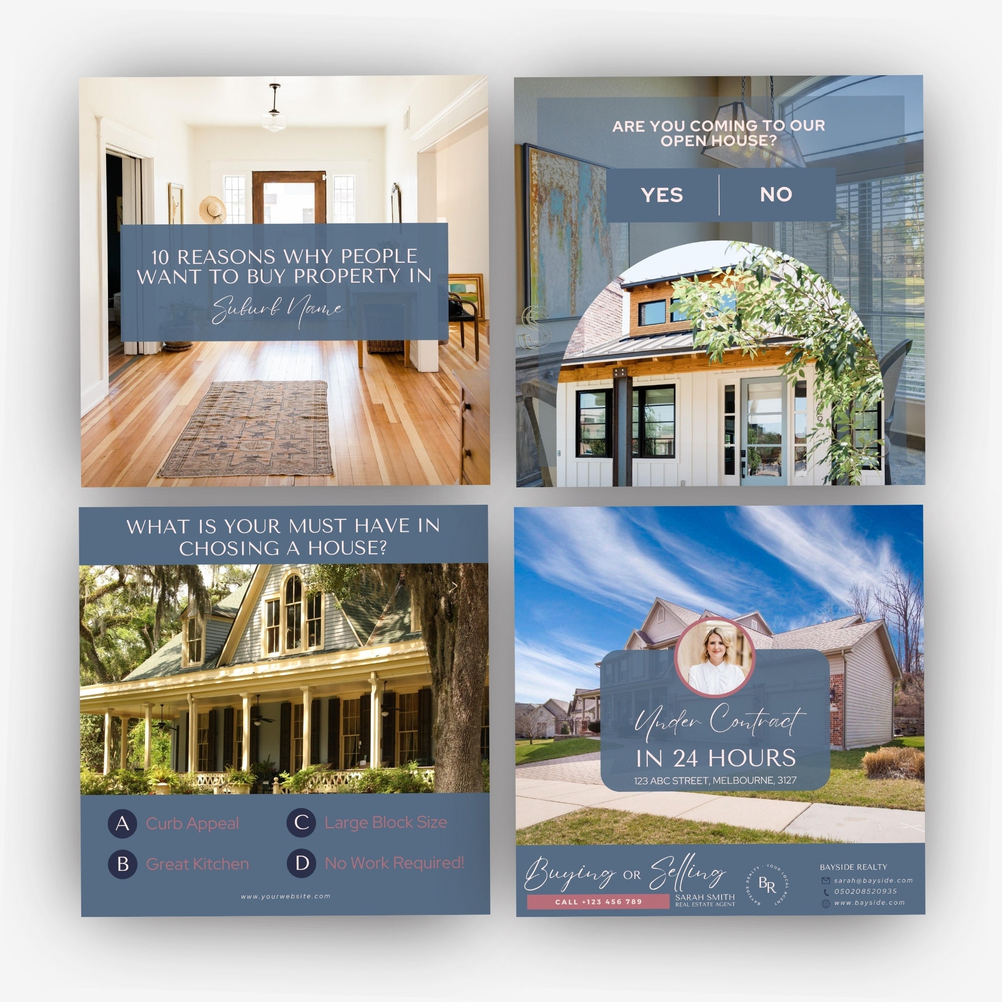 50 Real Estate Instagram Post Templates for Canva | Realtor Template ...