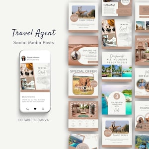 Travel Agent Instagram Post Template | Editable Vacation Agency Social Media Post | Facebook Travel Blogger Canva | Just Booked Bucket List