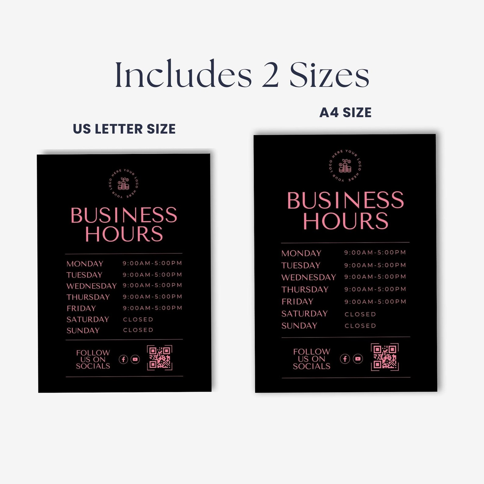 Shop Operating Hours Opening Hours Sign Editable Printable Template | Store Times | Hours of ...