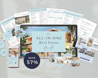 200+ Modern Real Estate Marketing Templates, Social Media Posts, Highlight Icons, Business Cards, Realtor Instagram Marketing | Blue