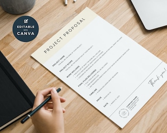Minimal Proposal Template | Professional Simple Work Bid | Client Brief | Business Project | Basic Design | Project Plan | Canva | Cream