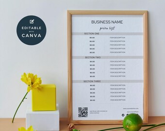 Price List Template, DIY Small Business Printable Pricing Guide Sheet, Nail Makeup Hair Stylist, Beauty Salon, Editable Canva Price, Blush