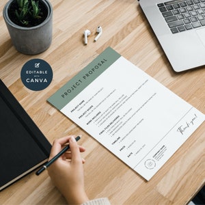 Minimal Proposal Template | Professional Simple Work Bid | Client Brief | Business Project | Basic Design | Project Plan | Canva | Green