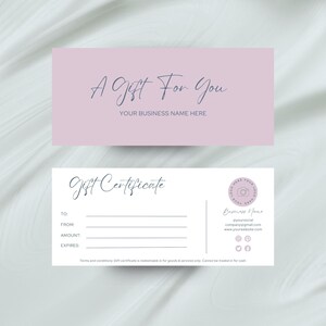 Small Business Gift Certificate Template, DIY Gift Tag, Printable Present Voucher, Editable Customer Card, 8.5x3.5 Voucher Pink Thanks