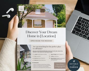 Modern Real Estate Open House Flyer Template (Canva)