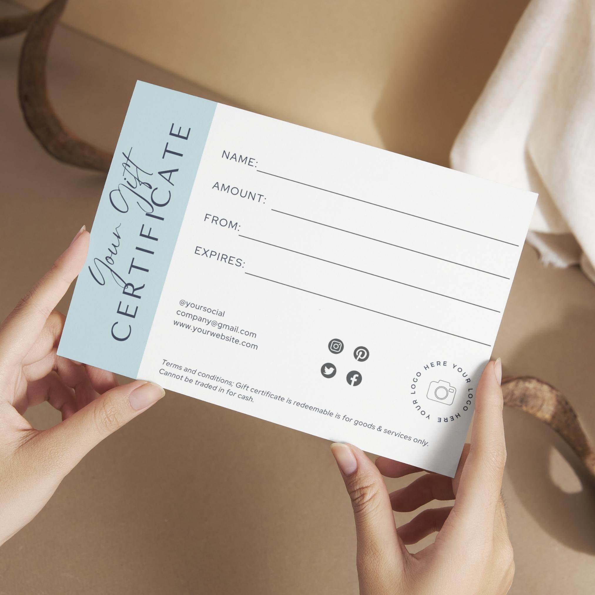 Small Business Gift Certificate Template, Printable Modern Voucher ...