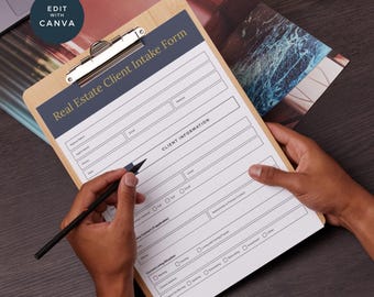Real Estate Client Intake Form Template | Canva Editable Buyer Questionnaire | Realtor Client Form | Property Requirements Sheet