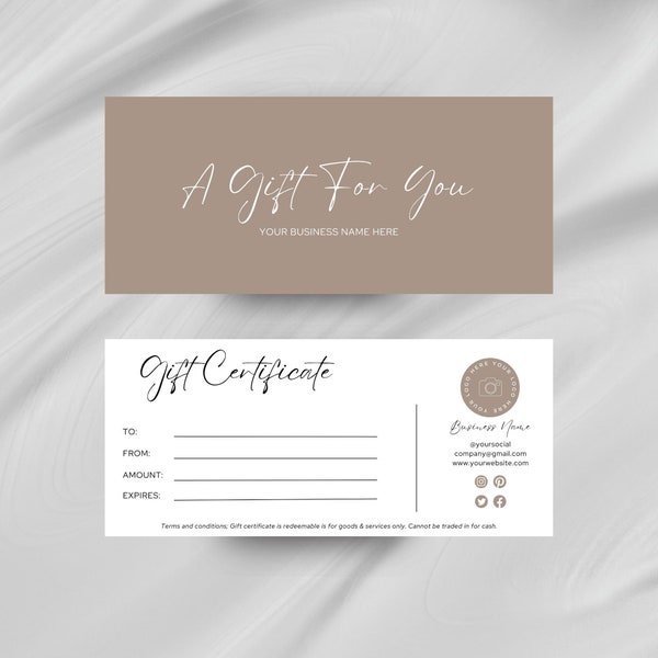 Small Business Gift Certificate Template, Editable Gift Certificate Template, Printable Gift Voucher, Editable Gift Card, 8.5x3.5 Voucher