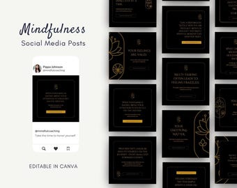 Mindfulness Social Media Templates: Spiritual Coach Posts (Canva)