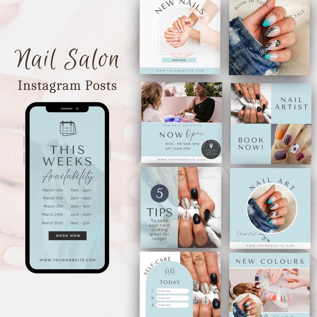 Nail Salon Instagram Post Templates Nail Social Media Esthetician Care ...