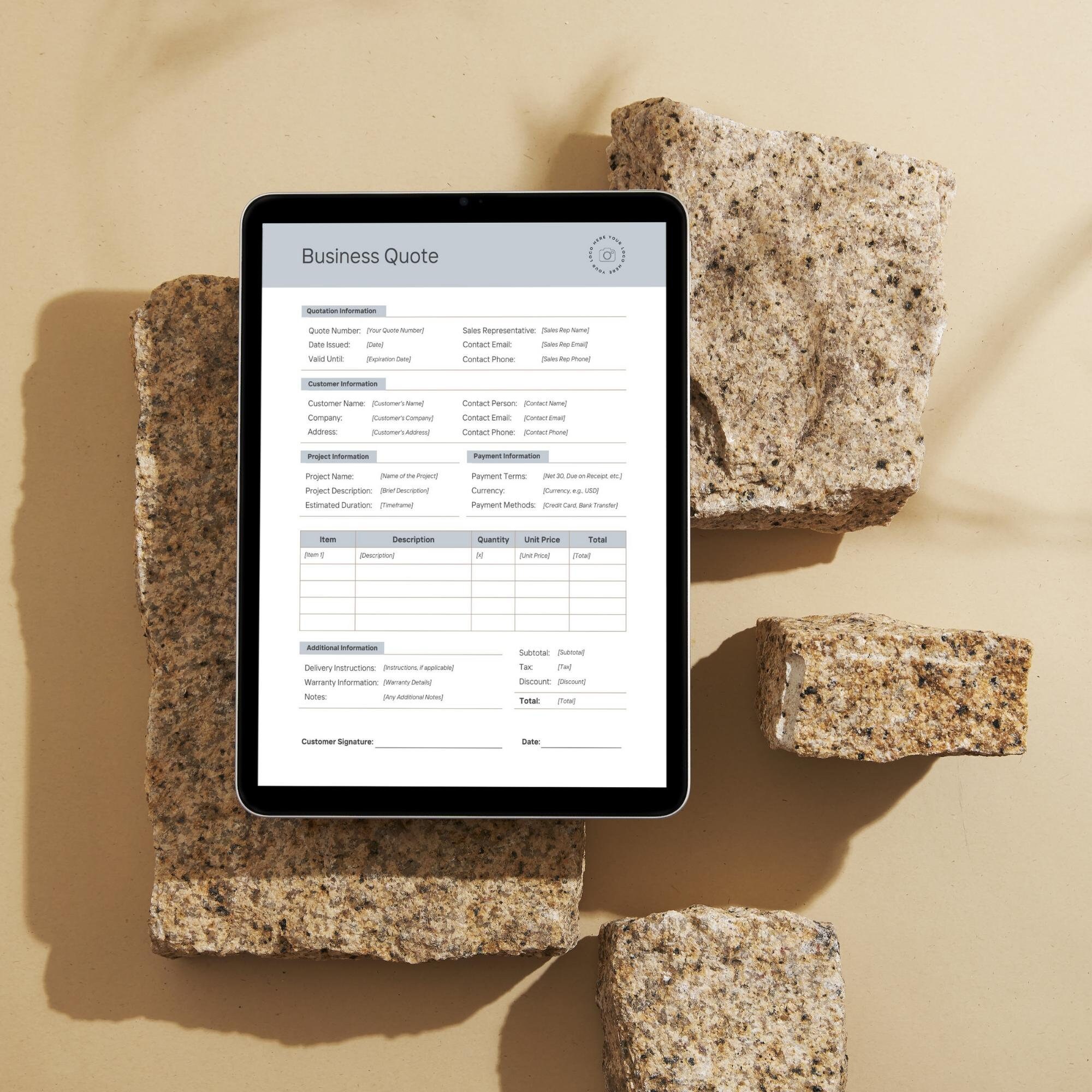 Business Quote Template | Estimate Work Form | Job Breakdown | Editable ...