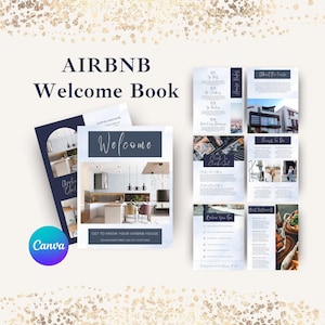 Airbnb Welcome Book Canvas | House Host Manual | Visitor Guide | Editable Template | VRBO Cabin Brochure | Vacation Rental Mountain | AB03
