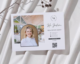 Real Estate Contact Card Postcard | Realtor Calling Card | Vendor Agent Postcard | Just Listed | Lender Contacts | 5.5 x 4.25 in | Editable