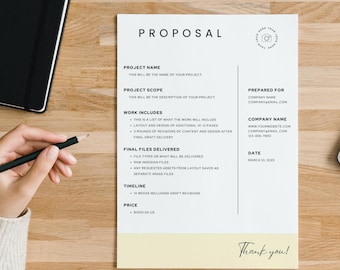 Minimal Proposal Template | Professional, Simple Work Bid | Client Brief | Business Project Proposal | Basic Design | Project Plan | Canva