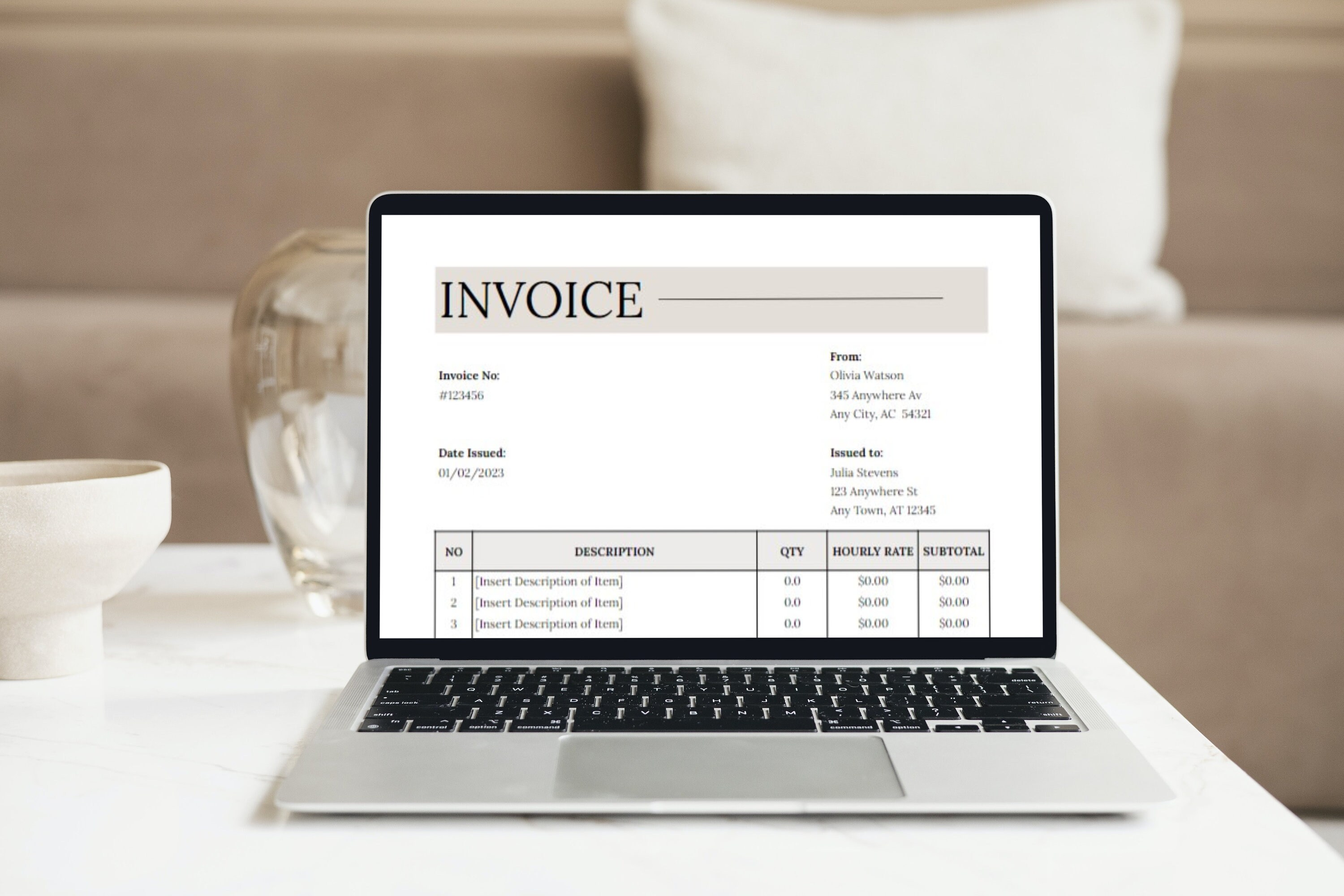 Simple Invoice Template Sheets Editable Sales Document Receipt Tracker ...