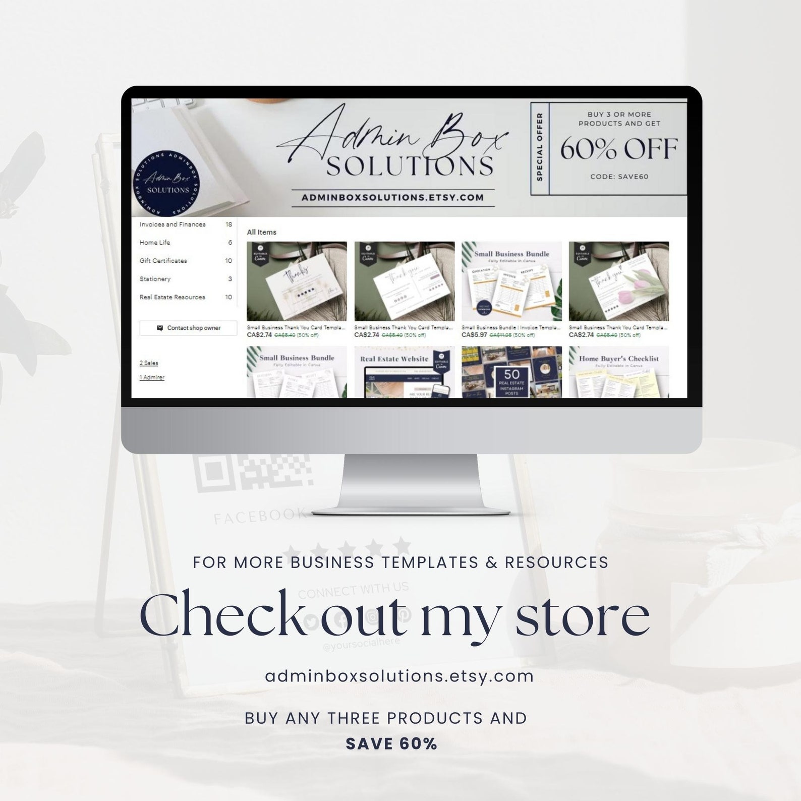 Ask for Review QR Code Sign Template, Google Sign, Facebook, Review Us