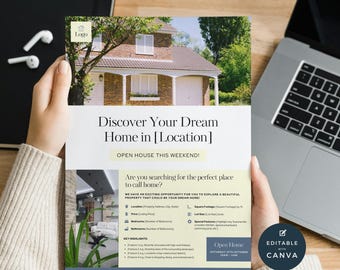 Real Estate Open House Flyer Template: Modern Marketing (Canva Editable)