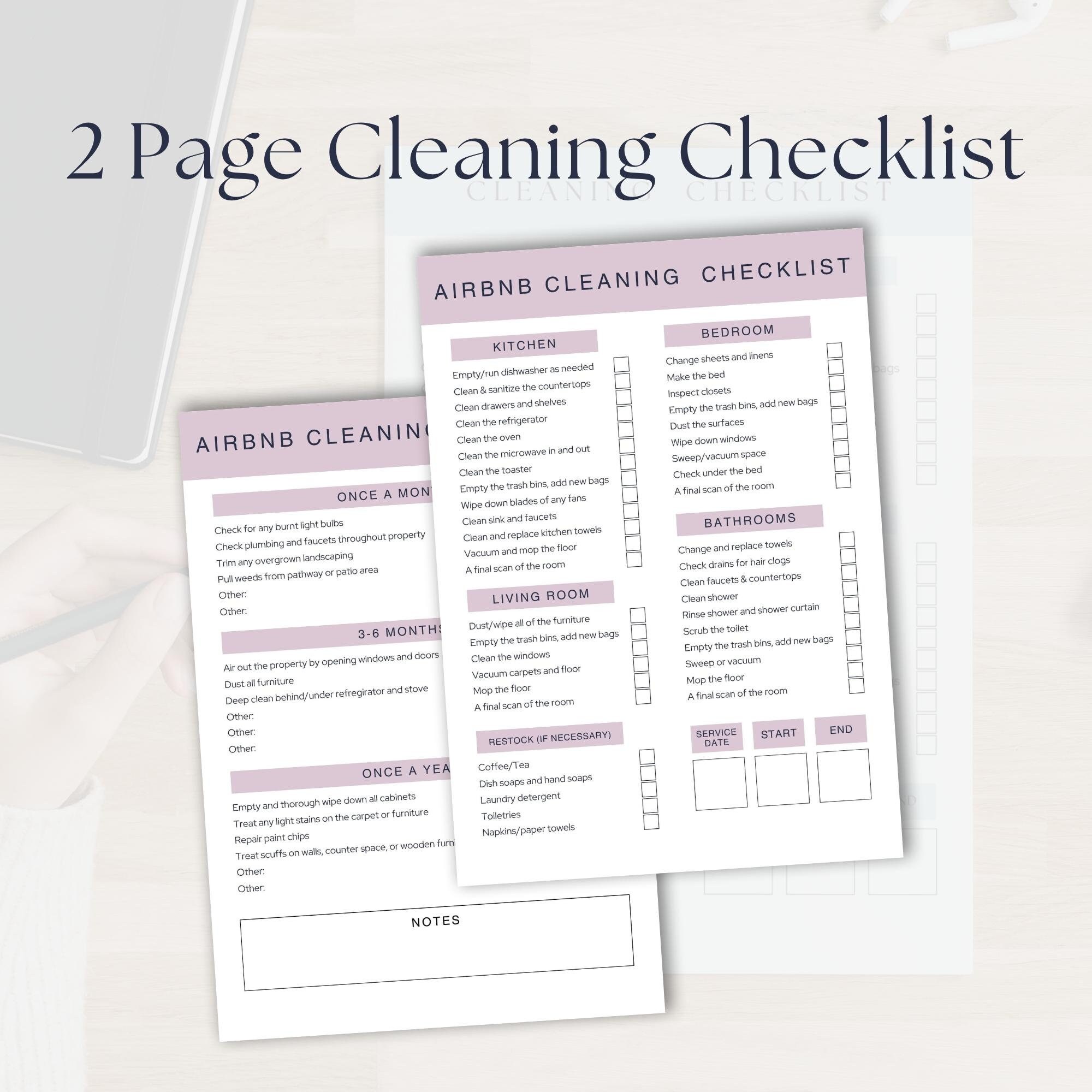 Airbnb Cleaning Checklist, Editable Housekeeping Planner, Air BNB Clean