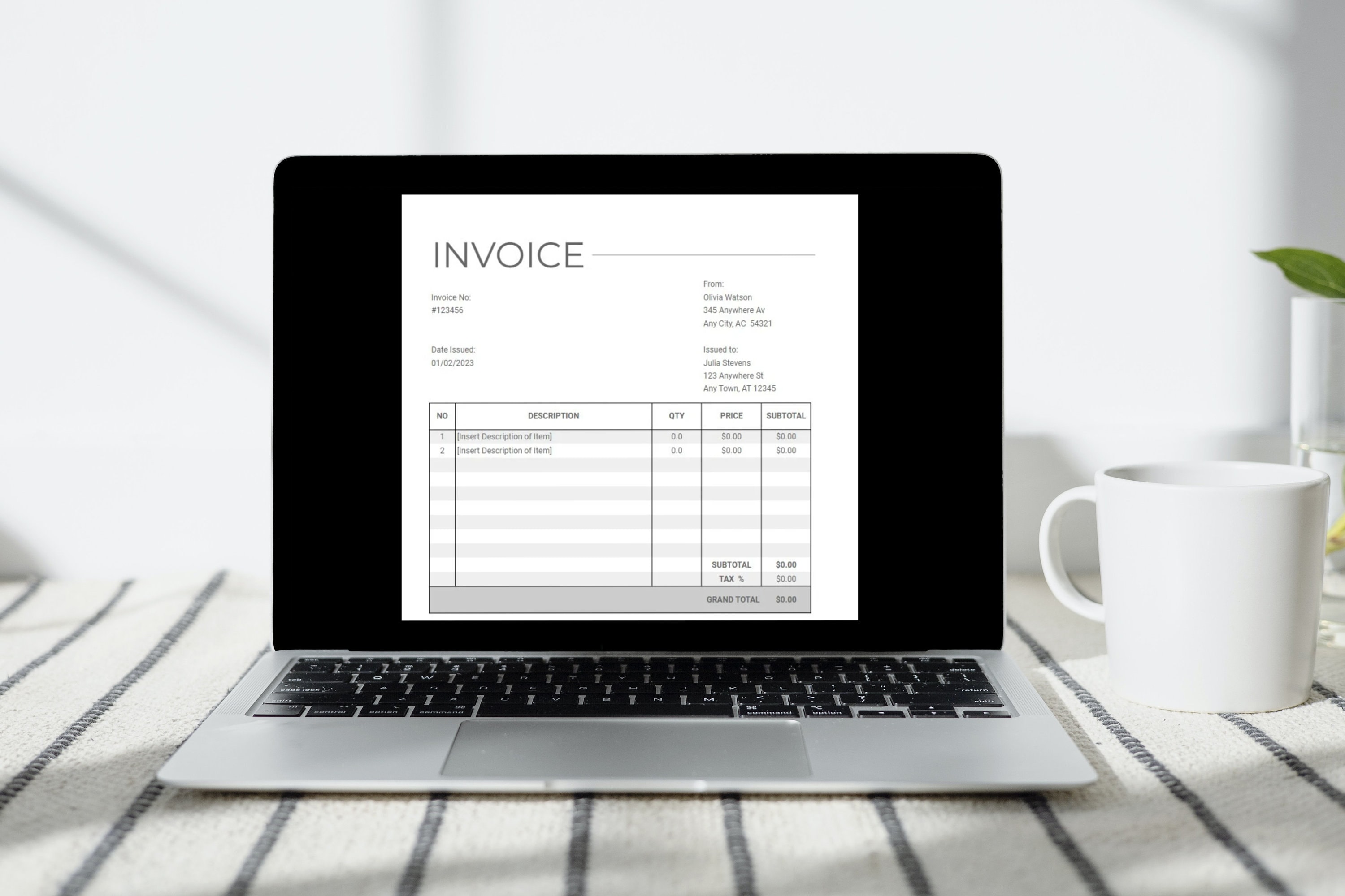 Simple Invoice Template Sheets | Editable Sales Document | Receipt ...