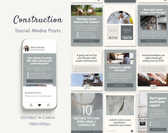 Construction Social Media Posts, Construction Instagram Posts, Construction Social Media Ideas, Socials  for Building Companies (1080x1350)
