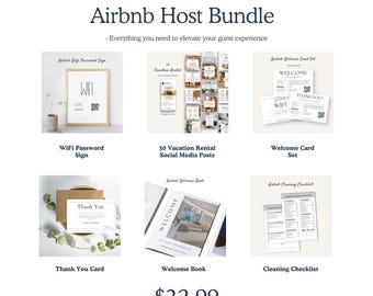 Editable Airbnb Host Bundle, Welcome Book, WiFi Sign, Checklist (Digital Templates)