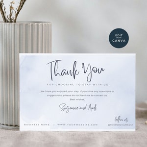 Airbnb Thank You Card Canva, Guest Welcome Card, VRBO Host Thanks, Editable Rental Template, Visitor Greeting Card, Vacation Home, AB03