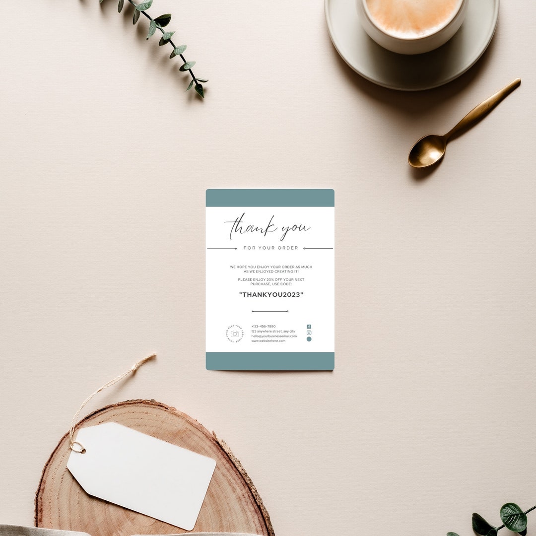 Dark Green Business Thank You Insert Card | Edit in Canva, Template ...