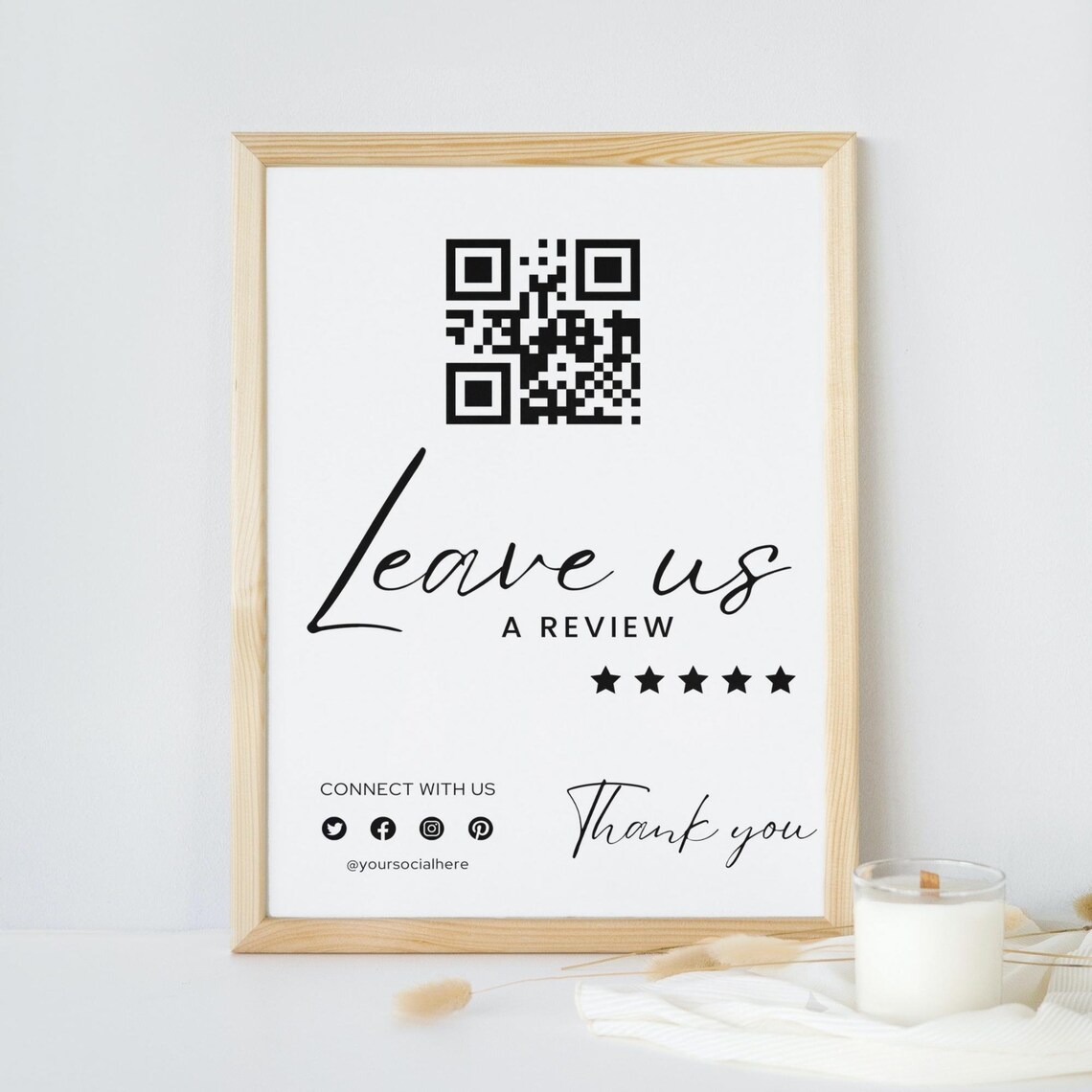 Ask for Review QR Code Sign Template, Google Sign, Facebook, Review Us