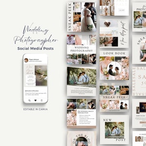 Photographer Instagram Post Template | 50 Wedding Photography Instagram Templates | Canva Social Media Templates, Modern Cream Neutral