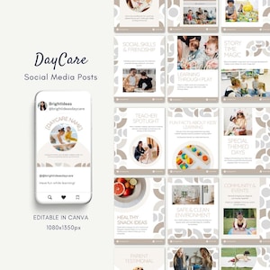 Day Care, Nurseries, Childcare, Pre-school, Kids school, Kindergarten, Child development, Montessori Social Media Canva Instagram templates