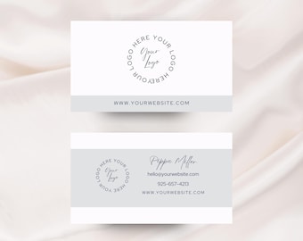 Business Card Template For Printing, Instant Download, Printable DIY Calling Card, Editable Prospecting Card, Canva Contact Template, Gray