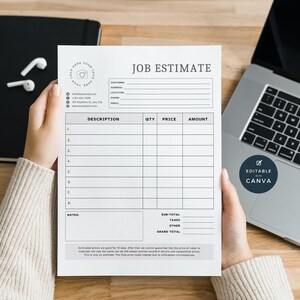 Job Estimate Template, Construction Proposal, General Contractor Estimate, Job Quote, Work Estimate, Handyman Estimate, Construction Est