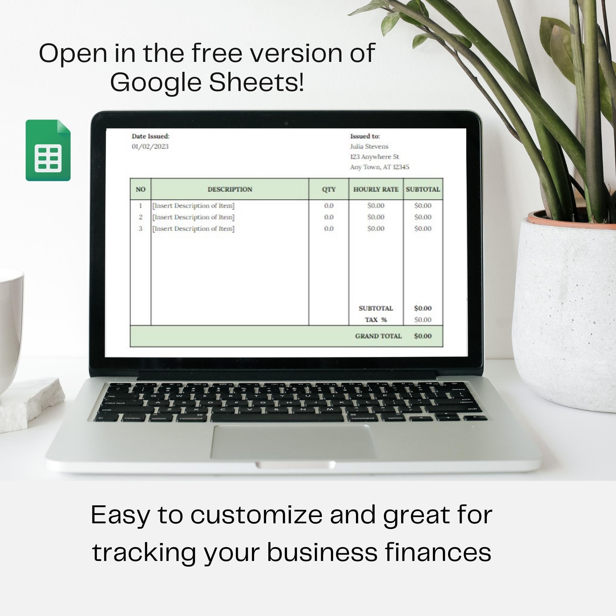 Simple Invoice Template Sheets | Editable Sales Document | Receipt ...