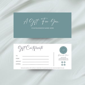 Small Business Gift Certificate Template, Editable Gift Certificate Template, Printable Gift Voucher, Editable Gift Card, 8.5x3.5 Voucher