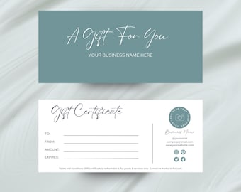 Small Business Gift Certificate Template, Editable Gift Certificate Template, Printable Gift Voucher, Editable Gift Card, 8.5x3.5 Voucher