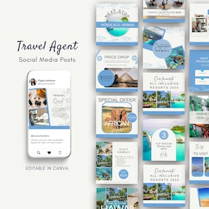 Travel Agent Instagram Post Template | Editable Vacation Agency Social Media Post | Facebook Travel Blogger Canva | Just Booked Bucket List