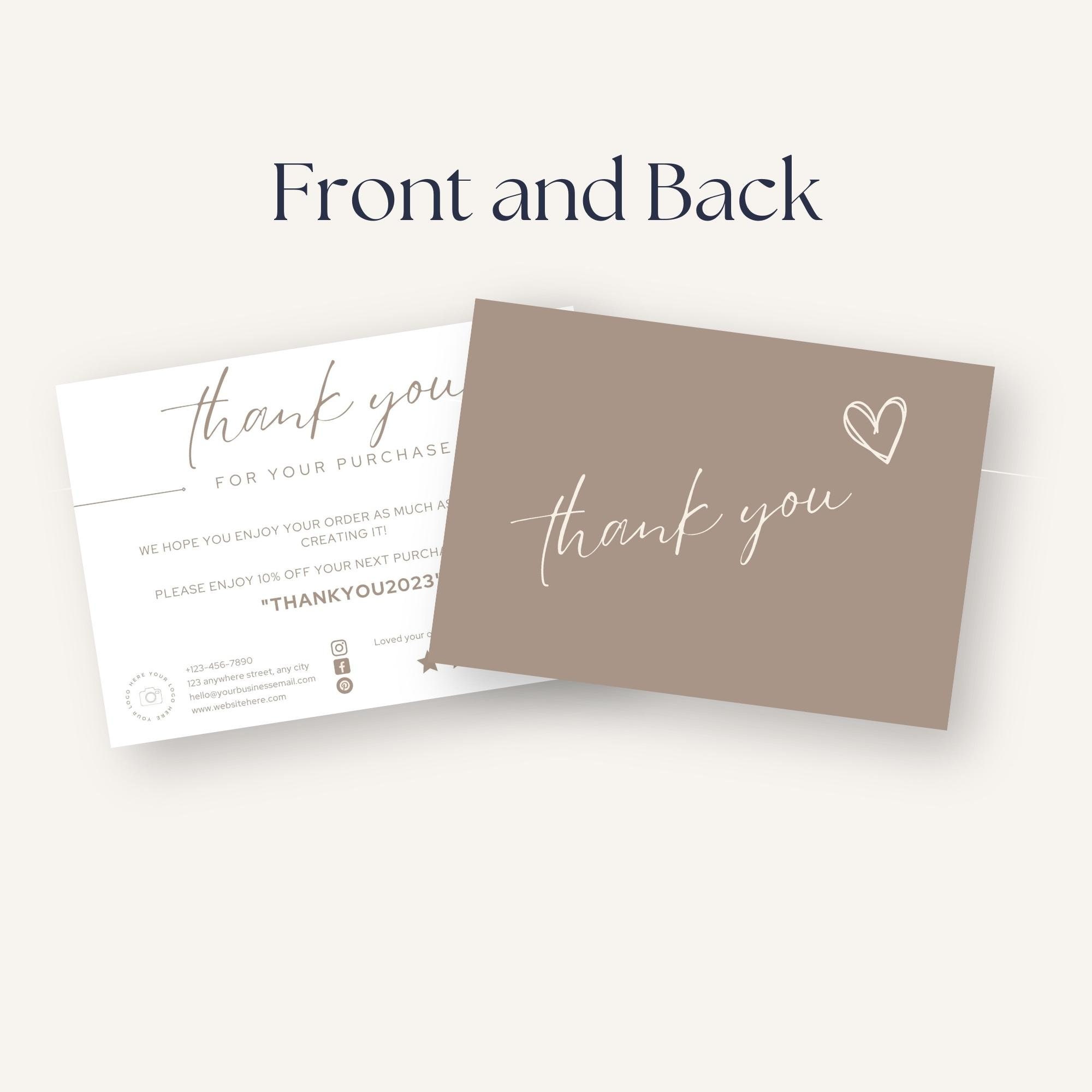 Small Business Thank You Card Template, Editable Thanks for Your ...