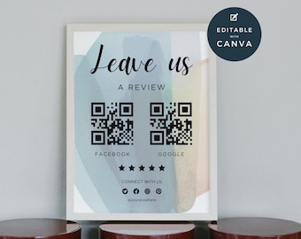 Ask For Review QR Code Sign Template, Google Sign, Facebook, Review Us Request, Review Purchase Request Canva | Scan to Review | SP10