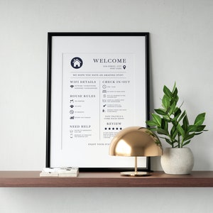 Welcome Sign for Airbnb Hosts, Vacation Rental Printable, Guest Arrival Poster, Template for VRBO, Things to Know, Beach House Rules, Wifi