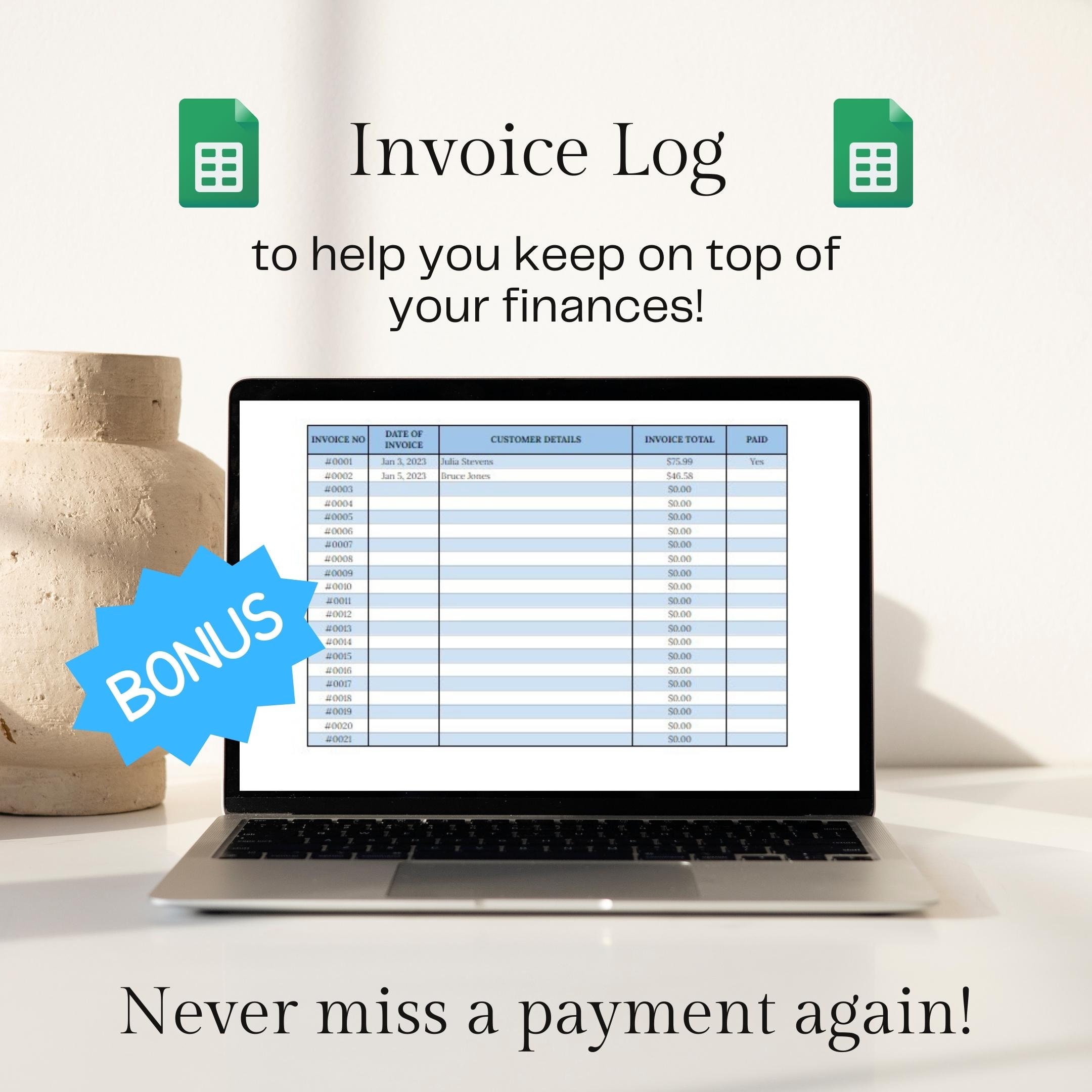 Simple Invoice Template Sheets | Editable Sales Document | Receipt ...