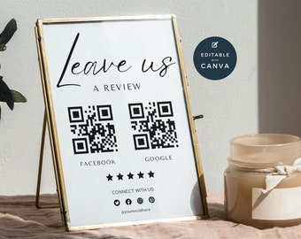 Personalized Business Leave a Review | QR Code Sign | Google Review | Scan for Review | Small Business QR | Hairdresser Beautician Sign SP01