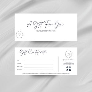 Small Business Gift Certificate Template, Editable Gift Certificate Template, Printable Gift Voucher, Editable Gift Card, 8.5x3.5 Voucher