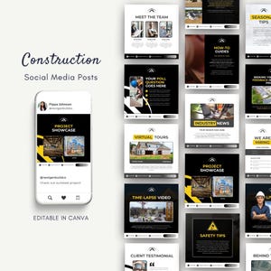 Construction Social Media Posts, Construction Instagram Posts, Construction Social Media Ideas, Social Media for Building Companies Black